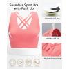 imageHORISUN Sports Bra for Women Longline Padded Strappy Wireless V Neck Full Coverage Sports Bra for WorkoutPink