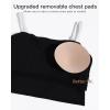 imageHORISUN Sports Bras for Women Workout Tank Square Neck Double Layer Tank Tops Yoga Tops for Women Built in BraBlack