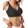 imageHORISUN Wireless Bras for Women Push Up Full Coverage Seamless No Underwire Support Lift Bra Comfort Smoothing Wavy BraletteBlack
