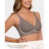 imageHORISUN Wireless Seamless Bras for Women Deep V Neck Comfortable Push Up Bra No UnderwireCoffee