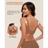 imageHORISUN Wireless Seamless Bras for Women No Underwire Wavy V Neck Soft Support Full Coverage Comfortable BraCoffee