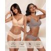 imageHORISUN Wireless Seamless Bras for Women No Underwire Wavy V Neck Soft Support Full Coverage Comfortable BraGrey