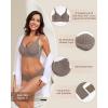 imageHORISUN Wireless Seamless Bras for Women No Underwire Wavy V Neck Soft Support Full Coverage Comfortable BraGrey