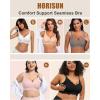 imageHORISUN Wireless Seamless Bras for Women No Underwire Wavy V Neck Soft Support Full Coverage Comfortable BraGrey