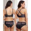 imageHORISUN Wireless Seamless Bras for Women No Underwire Wavy V Neck Soft Support Full Coverage Comfortable BraJacquard Dark Grey Magic Black