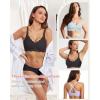 imageHORISUN Wireless Seamless Bras for Women No Underwire Wavy V Neck Soft Support Full Coverage Comfortable BraJacquard Dark Grey Magic Black