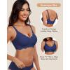 imageHORISUN Wireless Seamless Bras for Women No Underwire Wavy V Neck Soft Support Full Coverage Comfortable BraNavy Blue