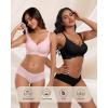 imageHORISUN Wireless Seamless Bras for Women No Underwire Wavy V Neck Soft Support Full Coverage Comfortable BraPink