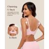 imageHORISUN Wireless Seamless Bras for Women No Underwire Wavy V Neck Soft Support Full Coverage Comfortable BraPink