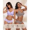 imageHORISUN Wireless Seamless Bras for Women No Underwire Wavy V Neck Soft Support Full Coverage Comfortable BraPurple