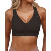 imageHORISUN Women Wireless Bras Seamless Cross Back V Neck No Underwire Bralette Comfort T Shirt BraBlack