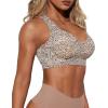 imageHORISUN Women Wireless Bras Seamless Cross Back V Neck No Underwire Bralette Comfort T Shirt BraCheetah Leopard Printed