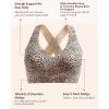imageHORISUN Women Wireless Bras Seamless Cross Back V Neck No Underwire Bralette Comfort T Shirt BraCheetah Leopard Printed
