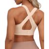imageHORISUN Women Wireless Bras Seamless Cross Back V Neck No Underwire Bralette Comfort T Shirt BraNude