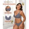imageHORISUN Womens Bras for Women Wireless Comfort Full Coverage Mesh Breathable Padded No Underwire Support T Shirt BraBasic Gray Blue