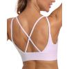 imageHORISUN Womens Ruched VNeck Longline Sports Bra Racerback Paded Yoga Activewear Moisture Wicking Low Cut Crop Tank Top1pink