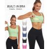 imageHORISUN Womens Sports Bra Longline Padded Wirefree Workout Tops Medium Support Seamless Ribbed Crop Tops Gym Yoga Tank ShirtsGreen