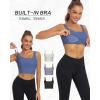 imageHORISUN Womens Sports Bra Longline Padded Wirefree Workout Tops Medium Support Seamless Ribbed Crop Tops Gym Yoga Tank ShirtsMist Blue