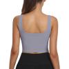 imageHORISUN Womens Sports Bra Longline Padded Wirefree Workout Tops Medium Support Seamless Ribbed Crop Tops Gym Yoga Tank ShirtsMysterious Gray