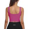 imageHORISUN Womens Sports Bra Longline Padded Wirefree Workout Tops Medium Support Seamless Ribbed Crop Tops Gym Yoga Tank ShirtsPink