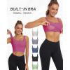 imageHORISUN Womens Sports Bra Longline Padded Wirefree Workout Tops Medium Support Seamless Ribbed Crop Tops Gym Yoga Tank ShirtsPink