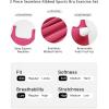 imageHORISUN Workout Sets for Women 2 Piece Outfits Seamless Ribbed Crop Tank Top Sports Bra High Waist Biker Shorts Yoga LeggingsCute Pink