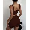 imageHORISUN Workout Sets for Women 2 Piece Outfits Seamless Ribbed Crop Tank Top Sports Bra High Waist Biker Shorts Yoga LeggingsGrace Coffee