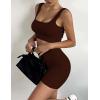 imageHORISUN Workout Sets for Women 2 Piece Outfits Seamless Ribbed Crop Tank Top Sports Bra High Waist Biker Shorts Yoga LeggingsGrace Coffee