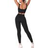 imageHORISUN Workout Sets for Women 2 Piece Outfits Seamless Ribbed Crop Tank Top Sports Bra High Waist Biker Shorts Yoga LeggingsLong Leggings Tanks Black