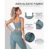 imageHORISUN Workout Sets for Women 2 Piece Outfits Seamless Ribbed Crop Tank Top Sports Bra High Waist Biker Shorts Yoga LeggingsLong Leggings Tanks Blue