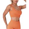 imageHORISUN Workout Sets for Women 2 Piece Outfits Seamless Ribbed Crop Tank Top Sports Bra High Waist Biker Shorts Yoga LeggingsLong Leggings Tanks Orange