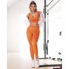 imageHORISUN Workout Sets for Women 2 Piece Outfits Seamless Ribbed Crop Tank Top Sports Bra High Waist Biker Shorts Yoga LeggingsLong Leggings Tanks Orange