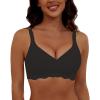 imageHORISUN Comfortable Wireless T Shirt Bra Seamless Push Up Full Coverage Bras for WomenBlack