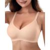 imageHORISUN Seamless Bra V Neck Lace Floral Wireless Bralette No Underwire Bra for WomenNude