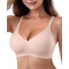 imageHORISUN Seamless Bra V Neck Lace Floral Wireless Bralette No Underwire Bra for WomenPink