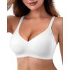 imageHORISUN Seamless Bra V Neck Lace Floral Wireless Bralette No Underwire Bra for WomenWhite