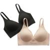 imageHORISUN Seamless Bras Full Coverage V Neck Push Up Wireless Bras for WomenBlacknude