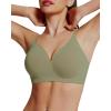 imageHORISUN Seamless Bras Full Coverage V Neck Push Up Wireless Bras for WomenGreen