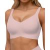 imageHORISUN Seamless Bras Full Coverage Wireless Push Up Bra for Women No Underwire Comfort V Neck Bralettes with SupportPink