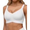 imageHORISUN Seamless Bras Full Coverage Wireless Push Up Bra for Women No Underwire Comfort V Neck Bralettes with SupportWhite