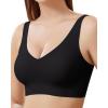 imageHORISUN Seamless Comfort Bras for Women No Underwire V Neck Soft Support Wireless T Shirt BraBlack