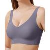 imageHORISUN Seamless Comfort Bras for Women No Underwire V Neck Soft Support Wireless T Shirt BraGrey Blue
