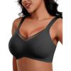 imageHORISUN Seamless Mesh Lace Bras for Women No Underwire Wireless Bras with Support and Lift Full Coverage Deep V BralettesBlack