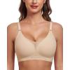 imageHORISUN Soft Wireless Womens Bras Mesh V Neck No Underwire Supportive Everyday Bras Smooth Sleep BraletteNude