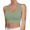 imageHORISUN Sports Bra for Women Longline Padded Strappy Wireless V Neck Full Coverage Sports Bra for WorkoutAvocado Green
