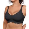 imageHORISUN V Neck Scalloped Wireless Bras for Women No Underwire Full Coverage Comfortable Wireless T Shirt BraNew Black