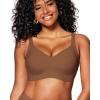 imageHORISUN Wireless Bras for Women Soft Comfortable No Underwire T Shirt Bra Seamless Full Coverage Bras with SupportBrown