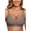 imageHORISUN Wireless Bras for Women Soft Comfortable No Underwire T Shirt Bra Seamless Full Coverage Bras with SupportCoffee