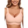 imageHORISUN Wireless Bras for Women Soft Comfortable No Underwire T Shirt Bra Seamless Full Coverage Bras with SupportLight Pink