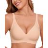 imageHORISUN Wireless Seamless Bras for Women Deep V Neck Comfortable Push Up Bra No UnderwireNude